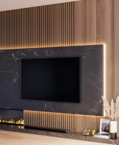 Flat screen TV mounted over a fireplace